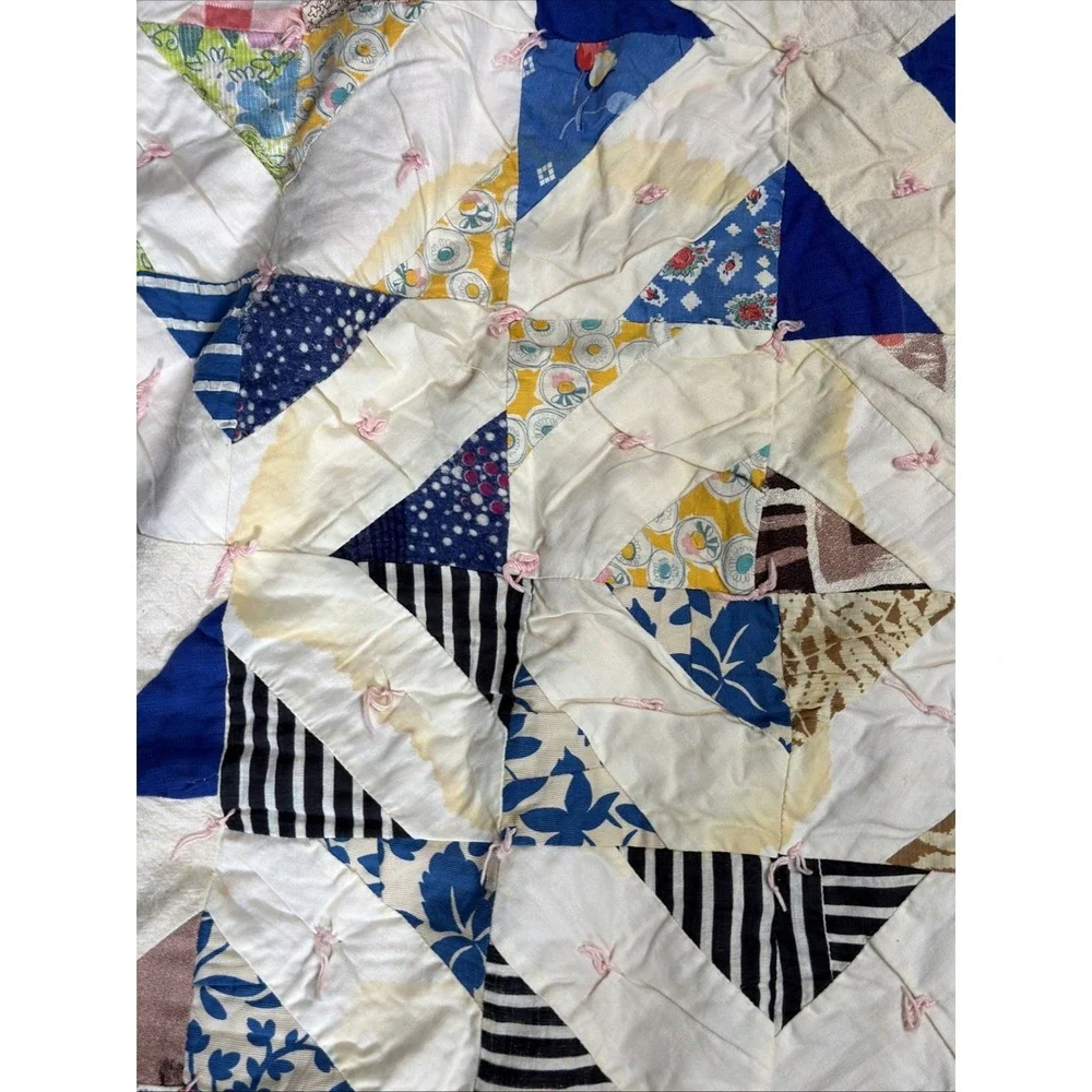 Vintage Scrappy Crazy Quilt - Multi-Pattern Feed Sack Cutter Quilt 80